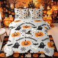 thumbnail image 1 of Manfei Festival Pumkpin Full Size Bedding Sets 7 Pieces, Halloween Spooky Ghost Bat Full Size Bed in a Bag, Gray Orange Black,Grey Reversible, 1 of 7