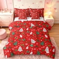 thumbnail image 1 of Manfei Festive Christmas Tree 7pcs Queen Bedding,Traditional Snowflake Pine Branch Bedding Comforter Set Queen,Red,Christmas Reversible, 1 of 6