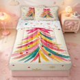 thumbnail image 1 of Manfei Festive Christmas Tree Zipper Queen Comforter Set with Fitted Sheet and 2 Pillowcases,Traditional Snowflake Bow Stars Zipper Bedding Set,White Pink,Christmas Reversible,4pcs, 1 of 8