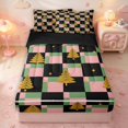 thumbnail image 1 of Manfei Festive Christmas Tree Zipper Twin Comforter Sets with Fitted Sheet and 2 Pillowcases,Modern Checkerboard Zipper Bedding Set,Green Pink,Black Reversible,4pcs, 1 of 8