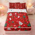 thumbnail image 1 of Manfei Festive Christmas Tree Zipper Twin Comforter Sets with Fitted Sheet and 2 Pillowcases,Traditional Snowflake Pine Branch Zipper Bedding Set,Red,Christmas Reversible,4pcs, 1 of 8