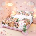 thumbnail image 1 of Manfei Festive Christmas Truck King Sheets,Gingerbread Men Snowman Bedding,Pink Orange,4-Piece,1 Flat Sheet,1 Fitted Sheet and 2 Pillowcases, 1 of 6