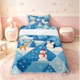 thumbnail image 1 of Manfei Festive Christmas Twin Sheets,Snowman Penguin Deer Animals Bedding,Blue White,3pcs,1 Flat Sheet,1 Fitted Sheet and 1 Pillowcase, 1 of 6