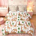 thumbnail image 1 of Manfei Festive Giraffe Animals 7-Piece King Bedding,Traditional Christmas Tree Santa Hat King Bed in a Bag,Polkadot Reversible, 1 of 6