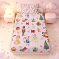 thumbnail image 1 of Manfei Festive Nutcracker Twin Fitted Sheet,Christmas Tree Gingerbread Men Bedding,Pink Orange,2pcs,1 Fitted Sheet and 1 Pillowcase, 1 of 6