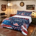 thumbnail image 1 of Manfei Festive Patriotic Queen Sheets, America 250th Anniversary Queen Sheet Sets, Red White Blue, Navy Reversible 4-Piece (1 Flat Sheet, 1 Fitted Sheet and 2 Pillowcases), 1 of 6
