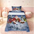 thumbnail image 1 of Manfei Festive Santa Claus Twin Sheets,Christmas Tree Snowman Bedding,Blue Red,3-Piece,1 Flat Sheet,1 Fitted Sheet and 1 Pillowcase, 1 of 6