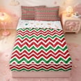 thumbnail image 1 of Manfei Festive Stripes Zipper Twin Comforter Sets with Fitted Sheet and 2 Pillowcases,Traditional Christmas Zipper Bedding Set,Red Green,Christmas Reversible,4pcs, 1 of 8