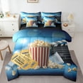 thumbnail image 1 of Manfei Filmstrip Home Bedding Comforter Set 7pcs, Retro Cinema Movie Queen Bedding Sets, Teen Boy Girl Kid Reversible Queen Sheet Sets, Microfiber Bedroom Decor, 1 of 7
