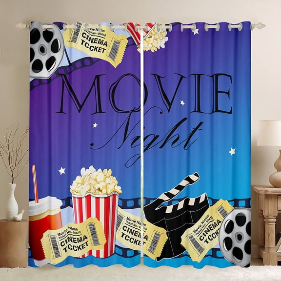 Manfei Filmstrip Home Black Out Curtains, Retro Cinema Movie Curtains Pack of 2 (42x63 Each), Teen Boy Girl Kid Bedroom Curtains, Curtains and Drapes Home Decor