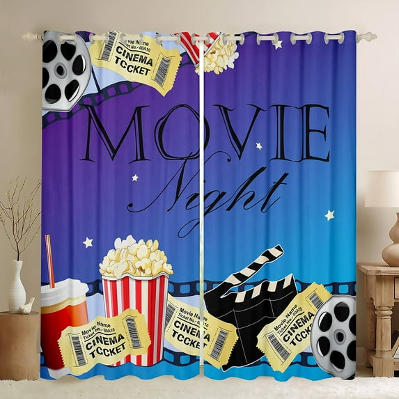 Manfei Filmstrip Home Curtains Pack of 2 (42x84 Each), Retro Cinema Movie Curtains Blackout, Teen Boy Girl Kid Bedroom Curtains, Curtains and Drapes Home Decor