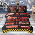 thumbnail image 1 of Manfei Fire Engine 7 Pieces Bedding Comforter Set,Firefighter Full Bedding Set,Red Black Fitted Sheet Flat Sheet For Teens Kid,Luxury Bedroom Decor Reversible, 1 of 9