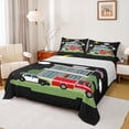 thumbnail image 1 of Manfei Fire Fighting Truck Full Size Sheets for Boys, Cartoon Car Vehicle Bed Sheets, Black Green Sheet Sets, Luxury Bedroom Decor, 4pcs, 1 of 7