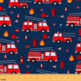 Manfei Fire Truck Fabric by the Yard 5 Yards, Navy Flame Hydrant Fabric ...