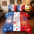 thumbnail image 1 of Manfei Firework Star Twin Bedding, Red White Blue Stripe Bedding Comforter Set, Black Reversible 7-Piece, 1 of 6