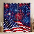 thumbnail image 1 of Manfei Fireworks American Flag Kitchen Curtains,Patriotic Theme Black Out Curtains Pack of 2 (42x63 Each),Red White Navy, 1 of 7