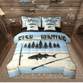 thumbnail image 1 of Manfei Fish Hunting Theme Bedding Comforter Set 7 Pieces, Rustic Barn Door King Bedding Sets, Vintage Lake House Bed Sheets, Luxury Bedroom Decor, 1 of 7