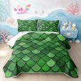 thumbnail image 1 of Manfei Fish Scale Quilt King, Vibrant Mermaid Princess King Coverlet Set, Green Lime, 3 Pieces, 1 Bedspread and 2 Pillowcases, 1 of 7