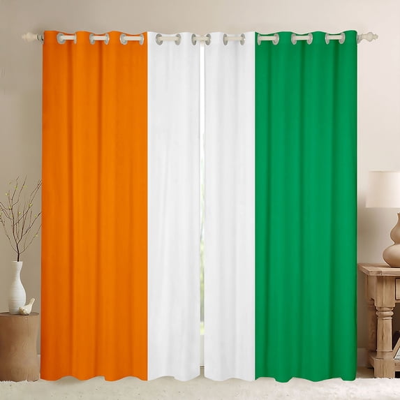 Manfei Flag Of Ivory Coast Kitchen Curtains,Orange White Green Black Out Curtains Pack of 2 (42x63 Each)