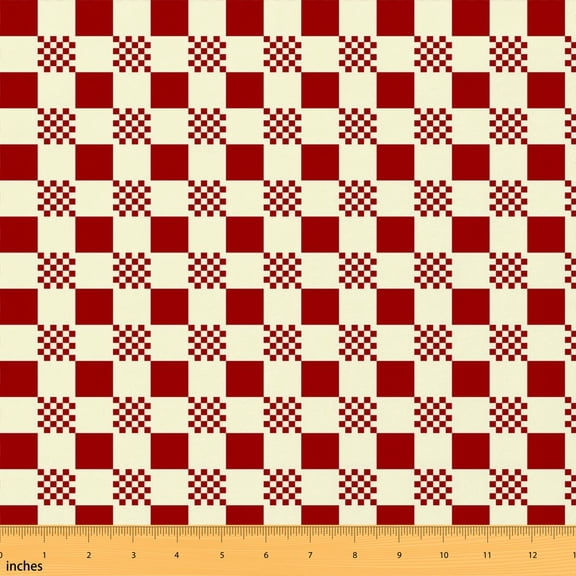 Manfei Flannel Fabric by the Yard 1 Yard, Classic Home Decor Fabric by the Yard, Red