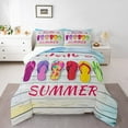 thumbnail image 1 of Manfei Flip Flops 3 Pieces Queen Comforter Set,Lodge Cabin Bedding Sets,Summer Holiday Bedding Comforter Set,Super Cozy Ocean Room Decor,Reversible, 1 of 8