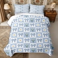 thumbnail image 1 of Manfei Floral Bow Daisy Bed Spread Queen 3pcs,Geometric Plaid Queen Coverlet Set,1 Quilt and 2 Pillowcases, 1 of 7