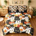 thumbnail image 1 of Manfei Floral Cat Queen Bedding, Daisy Pet Bedding Comforter Set Queen, Multicolor, Black Reversible, 7-Piece, 1 of 6