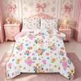 thumbnail image 1 of Manfei Floral Cat Queen Comforter Set 3 Pieces,Cartoon Animal Comforter Sets Queen,1 Comforter and 2 Pillowcases,Reversible, 1 of 6