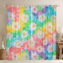 Manfei Floral Daisy Boy Girl Black Out Curtains,Abstract Gradient Curtains Pack of 2 (42x63 Each),Chic Flowers Bedroom Curtains,Microfiber Bedroom Decor