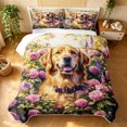 thumbnail image 1 of Manfei Floral Dog Twin Quilt Set, Garden Bloom Twin Coverlet Set, Orange Green, 2-Piece, 1 Bedspread and 1 Pillowcase, 1 of 7