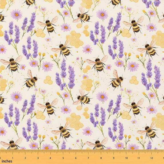 Manfei Floral Fabric by the Yard 10 Yards Purple Home Decor Fabric by the Yard, Cream Purple