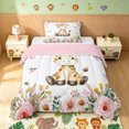 thumbnail image 1 of Manfei Floral Giraffe Twin Comforter Sets, Romantic Rose Butterfly Bedding Set, White Pink, Pink Reversible, 2-Piece, 1 Comforter and 1 Pillowcase, 1 of 6