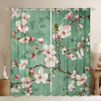 Manfei Floral Sakura Black Out Curtains for Female Men,Japanese Style Curtains Pack of 2 (42x63 Each),Cherry Blossoms Bedroom Curtains,Ultra Soft Home Decor