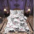 thumbnail image 1 of Manfei Floral Skull Bedding Sets Twin Size,Grey Pink Comforter Sets with Sheets,Happy Halloween Bed in a Bag Twin size,Breathable Gothic Room Decorative,Reversible,7-Piece, 1 of 6