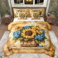 thumbnail image 1 of Manfei Floral Sunflower Hydrangea Girl Bedding Comforter Set 7-Piece,Retro Chic Flower King Bedding Sets,Vintage Aesthetics Ultra Soft Bed Sheets,Lightweight Room Decor,Reversible, 1 of 8