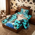 thumbnail image 1 of Manfei Floral Western Bull Skull Twin Sheets 3pcs,Cow Print Bedding,Turquoise Black,1 Flat Sheet,1 Fitted Sheet and 1 Pillowcase, 1 of 6