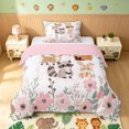 thumbnail image 1 of Manfei Flower Jungle Animals Twin Comforter Sets, Kawaii Fox Raccoon Bedding Set, White Pink, Pink Reversible, 2pcs, 1 Comforter and 1 Pillowcase, 1 of 6
