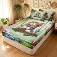 thumbnail image 1 of Manfei Flower Kitten Zipper Queen Comforter Set with Fitted Sheet and 2 Pillowcases, Forest Hydrangea Butterfly Zipper Bedding Set, Green, Polkadot Reversible, 4 Pieces, 1 of 7