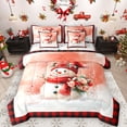 thumbnail image 1 of Manfei Flower Snowman Child 7-Piece Bedding Comforter Set, Dreamy Christmas Snowflake King Bedding Sets, Vintage Bufffalo Plaid Reversible Bed Sheets, Luxury Bedroom Decor, 1 of 8