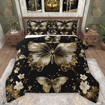 Manfei Flowers Butterflies Boy Girl Bedding Comforter Set 2pcs,Vintage Aesthetic Twin Comforter Sets Microfiber,Exotic Style Breathable Bedding Set,Super Cozy Room Decor,Reversible