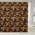 thumbnail image 1 of Manfei Flowers Highland Cattle Shower Curtain 72Wx72L,Retro Floral Animal Bathroom Curtain,Black Brown, 1 of 6