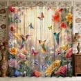 thumbnail image 1 of Manfei Flowers Hummingbird Blackout Curtains,Spring Garden Window Curtains Pack of 2 (38x45 Each), 1 of 5