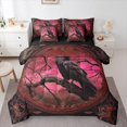thumbnail image 1 of Manfei Flying Animal Crow Bedding Comforter Set 7 Pieces,Boho Retro Print Full Bedding Set,Red Black Fitted Sheet Flat Sheet For Children,Microfiber Bedroom Decor,Reversible, 1 of 8