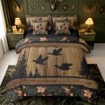 thumbnail image 1 of Manfei Flying Mallard Duck 7pcs Queen Bedding,Rustic Bird Bedding Comforter Set Queen,Black Reversible, 1 of 7