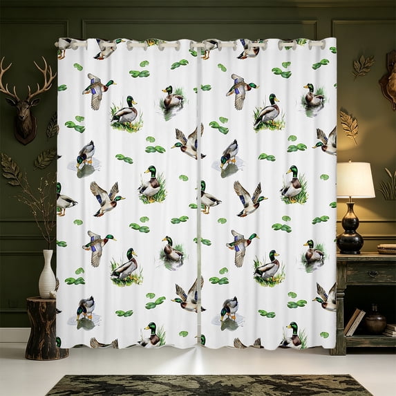 Manfei Flying Mallard Duck Blackout Curtains Set of 2 (38x54 Each),Farmhouse Cabin Living Room Curtains