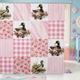 thumbnail image 1 of Manfei Flying Mallard Duck Shower Curtain 72Wx72L,Pink Flowers Patchwork Geometric PlaidBathroom Curtain, 1 of 5