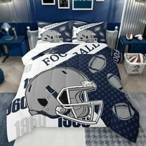 Manfei Football Game Lovers Bedding Comforter Set,Rugby Sport Twin Comforter Sets,Gray Deepblue White Bedding Set For Boys Teens,Ultra Soft Home Decor Reversible,2 Pieces