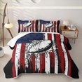 thumbnail image 1 of Manfei Football Print Quilt Full,Retro Usa Flag Full Bedspread Sets,Red White,3pcs, 1 of 7