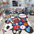 thumbnail image 1 of Manfei Football Soccer Baseball 7-Piece Bedding Comforter Set,Sport Theme King Bedding Sets,Ball Gamer Ultra Soft Bed Sheets,Breathable Stars Room Decorative,Reversible, 1 of 7