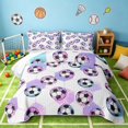 thumbnail image 1 of Manfei Football Soccer Quilt King, Sport King Coverlet Set, Purple Pink Cyan White, Stars Reversible 3-Piece, 1 Bedspread and 2 Pillowcases, 1 of 7